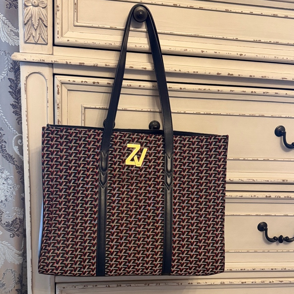 Zadig & Voltaire Black and Brown Patterned Tote